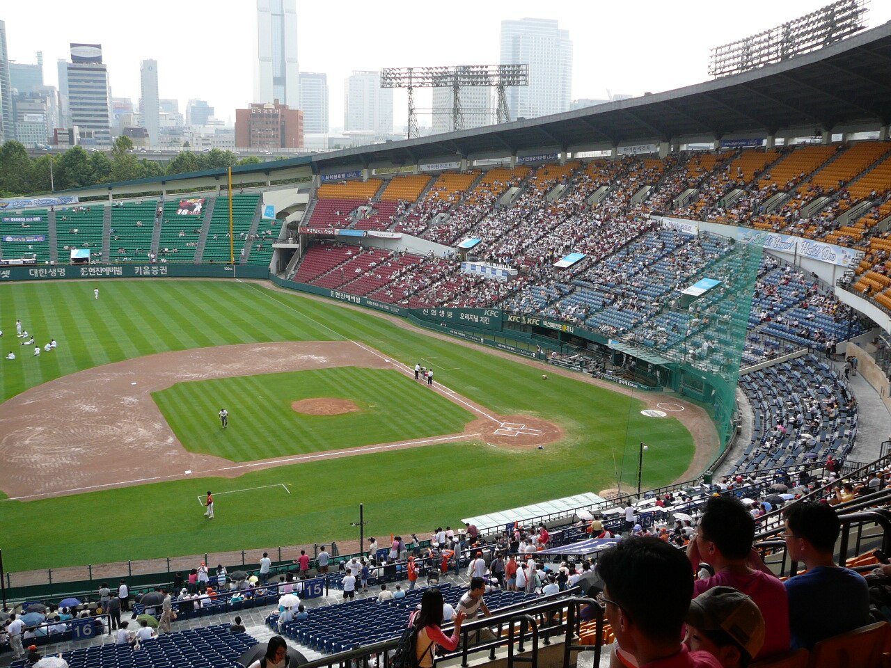 Jamsil area stadium and city scene