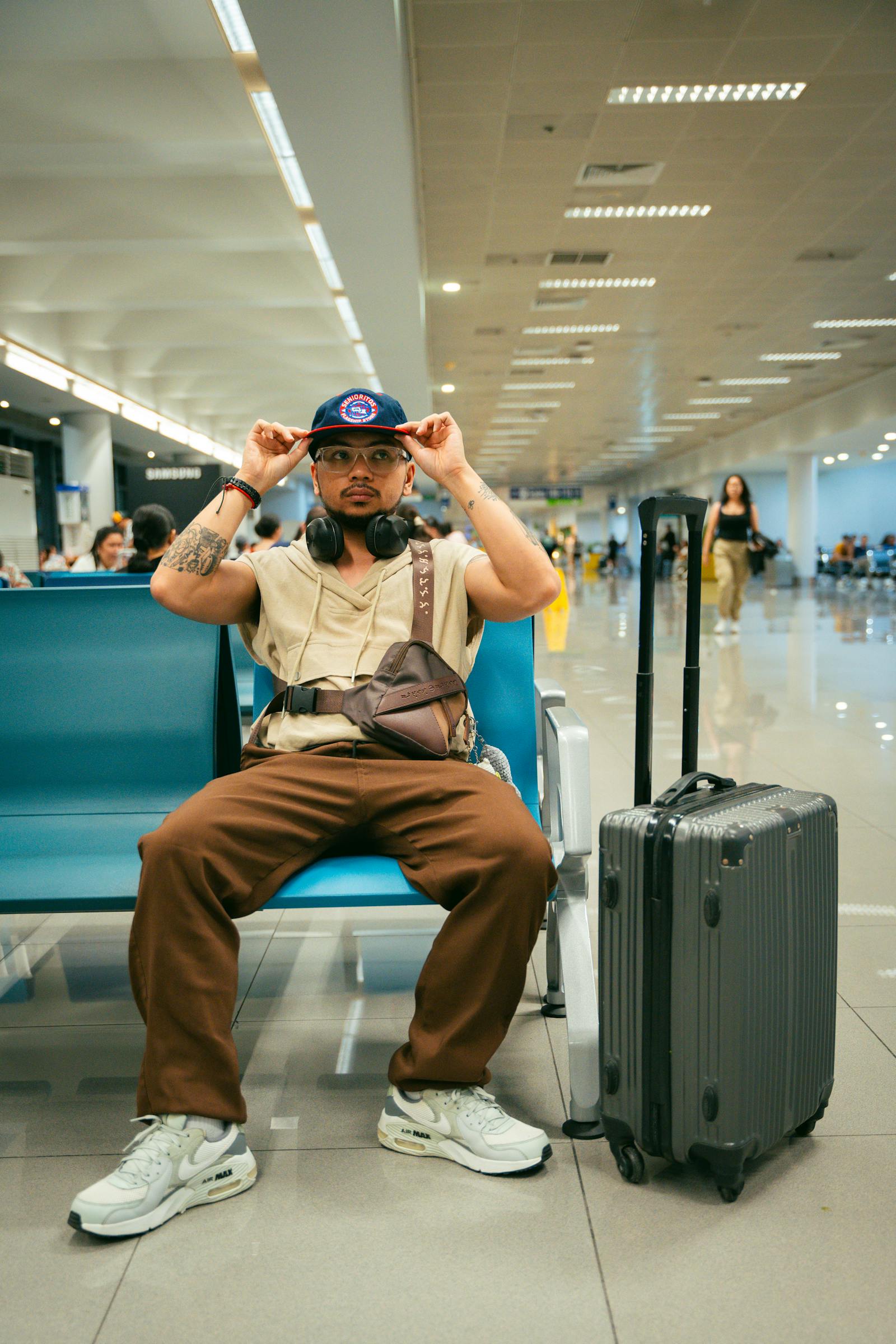 Travelers getting ready for departure at the airport